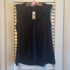 Loft, black top with tie